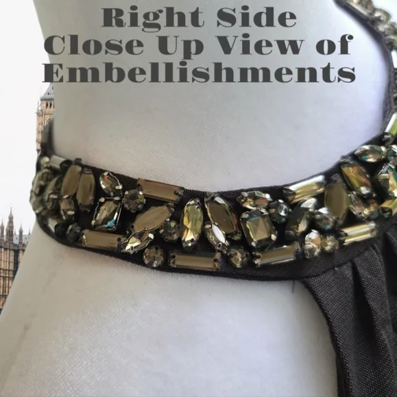 Express Embellished Gray Halter Top Size Medium - Picture 8 of 12